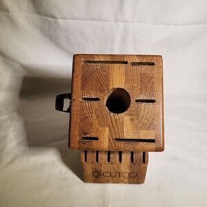 Cutco 13 Slot Wooden Knife Block Oak‎ With Shears Holder